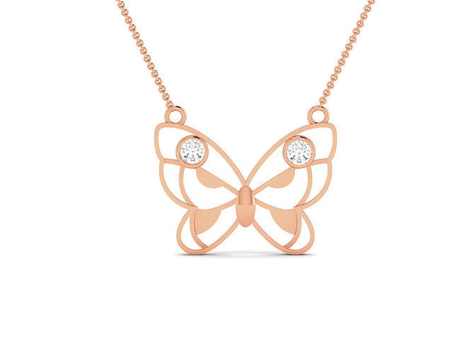 Butterfly Light Weight Diamond Necklace 3dm renders details 3D print model