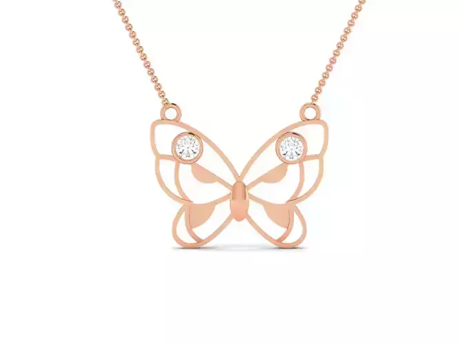 Butterfly Light Weight Diamond Necklace 3dm renders details