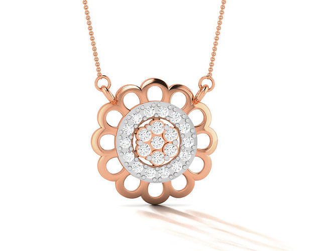 Flower Light Weight Diamond Necklace 3dm renders details 3D print model
