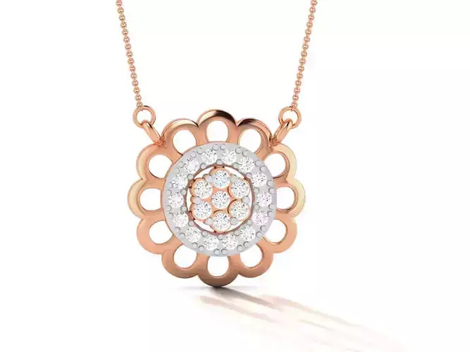 Flower Light Weight Diamond Necklace 3dm renders details