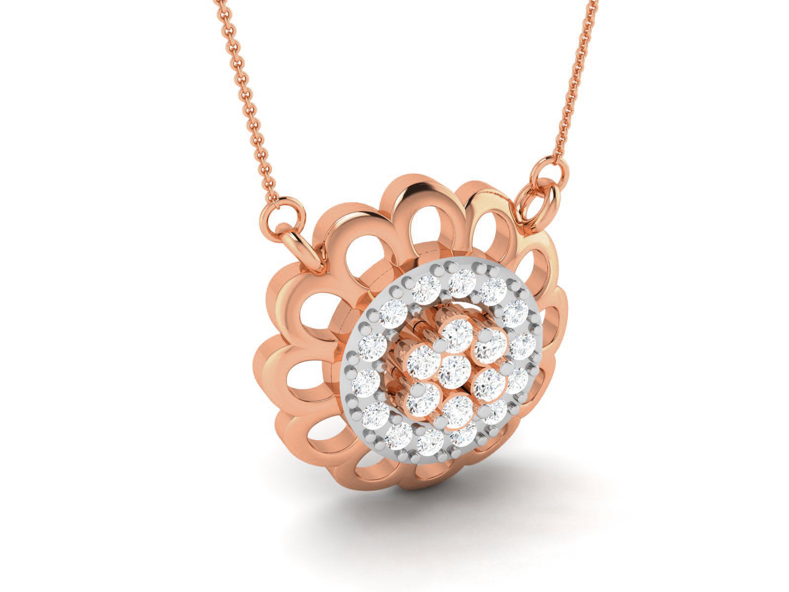 Flower Light Weight Diamond Necklace 3dm renders details 3D print model_2