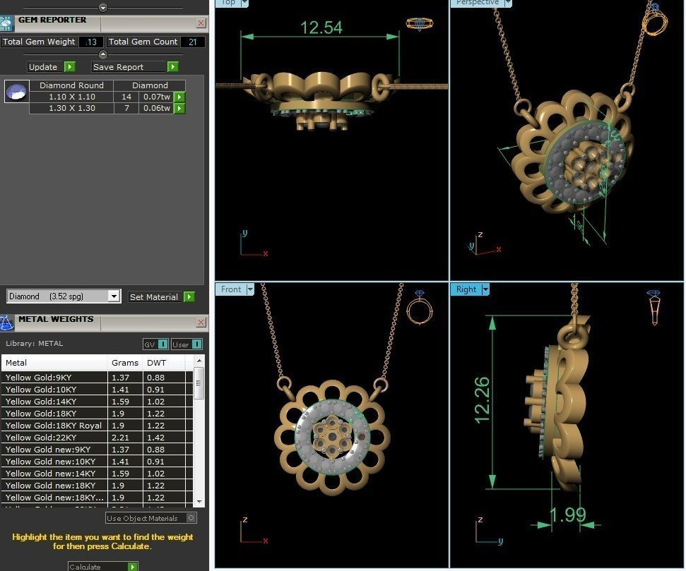 Flower Light Weight Diamond Necklace 3dm renders details 3D print model_1