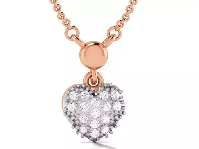 Heart Light Weight Diamond Necklace 3dm renders details