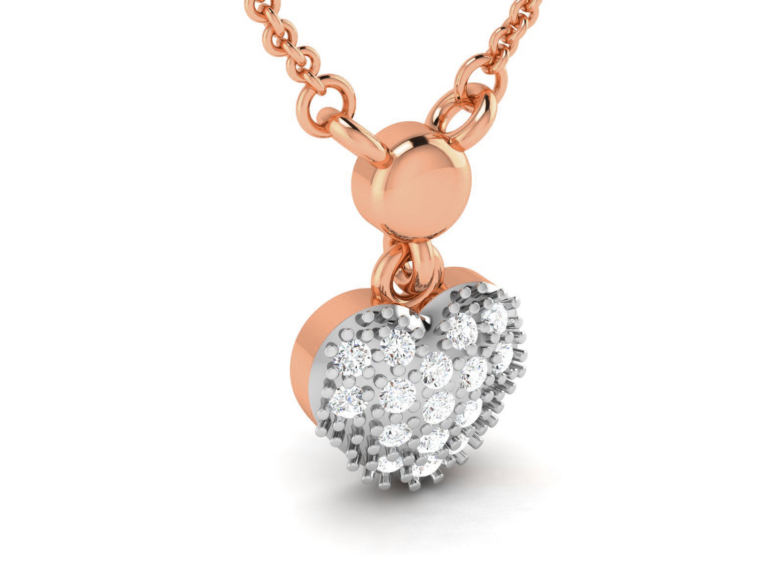 Heart Light Weight Diamond Necklace 3dm renders details 3D print model_3