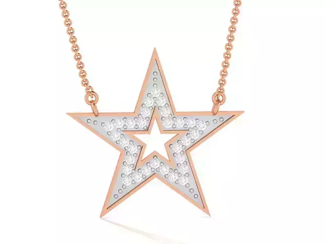 Star Light Weight Diamond Necklace 3dm renders details