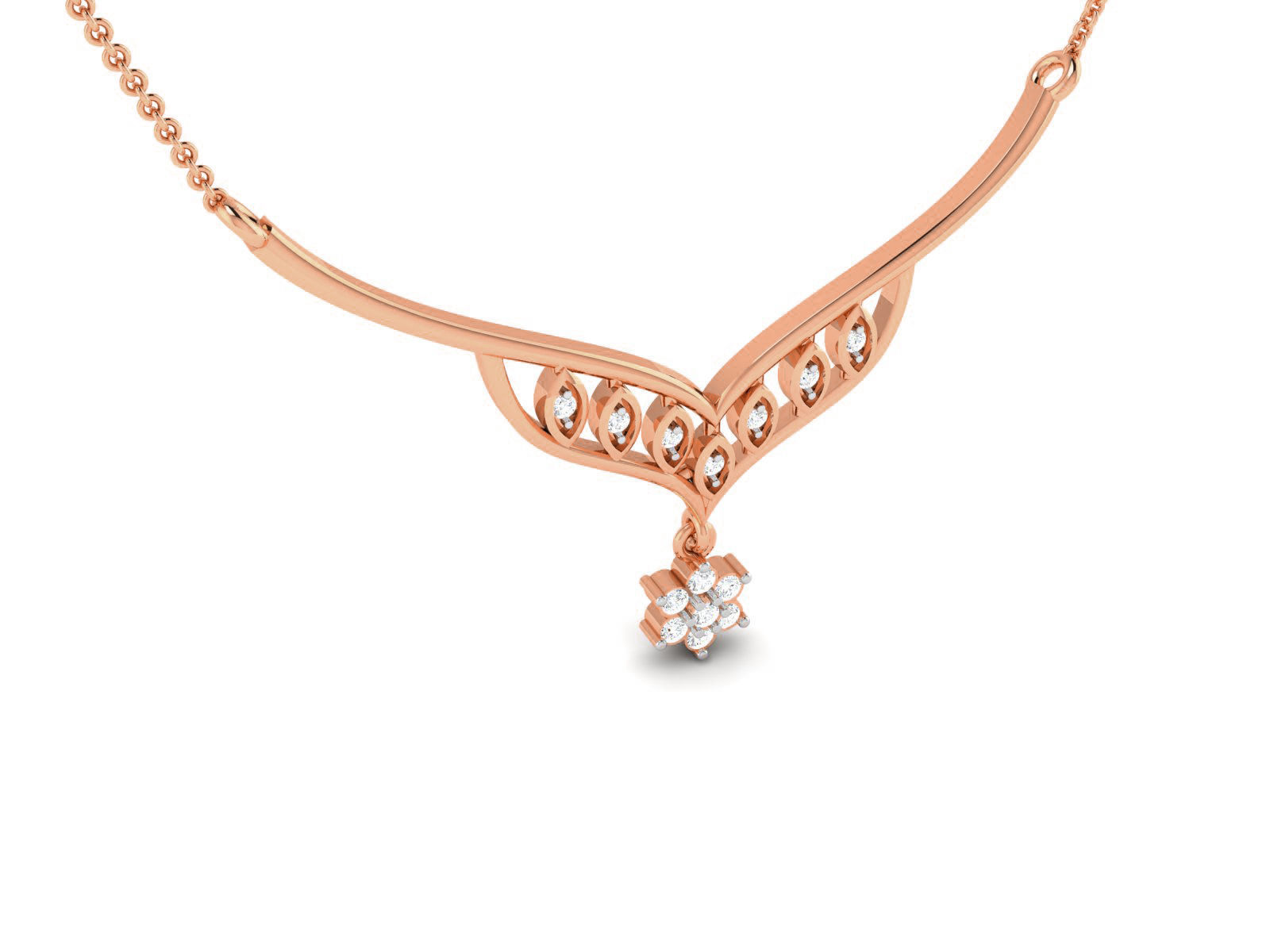 Light Weight Diamond Necklace 3dm renders details 3D print model_2