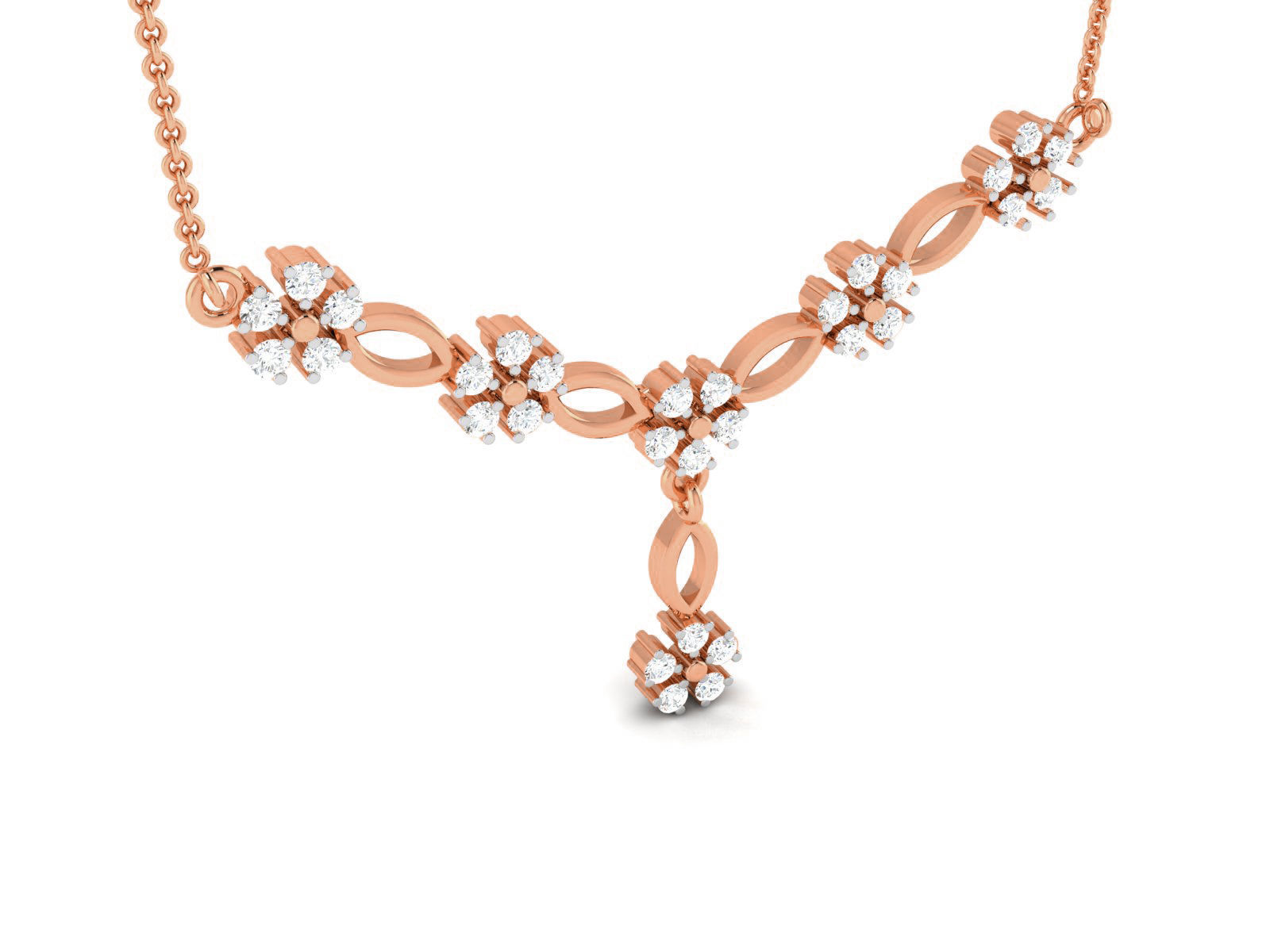 Light Weight Diamond Necklace 3dm renders details 3D print model_2