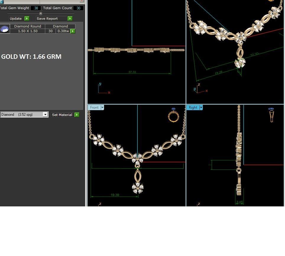 Light Weight Diamond Necklace 3dm renders details 3D print model_1