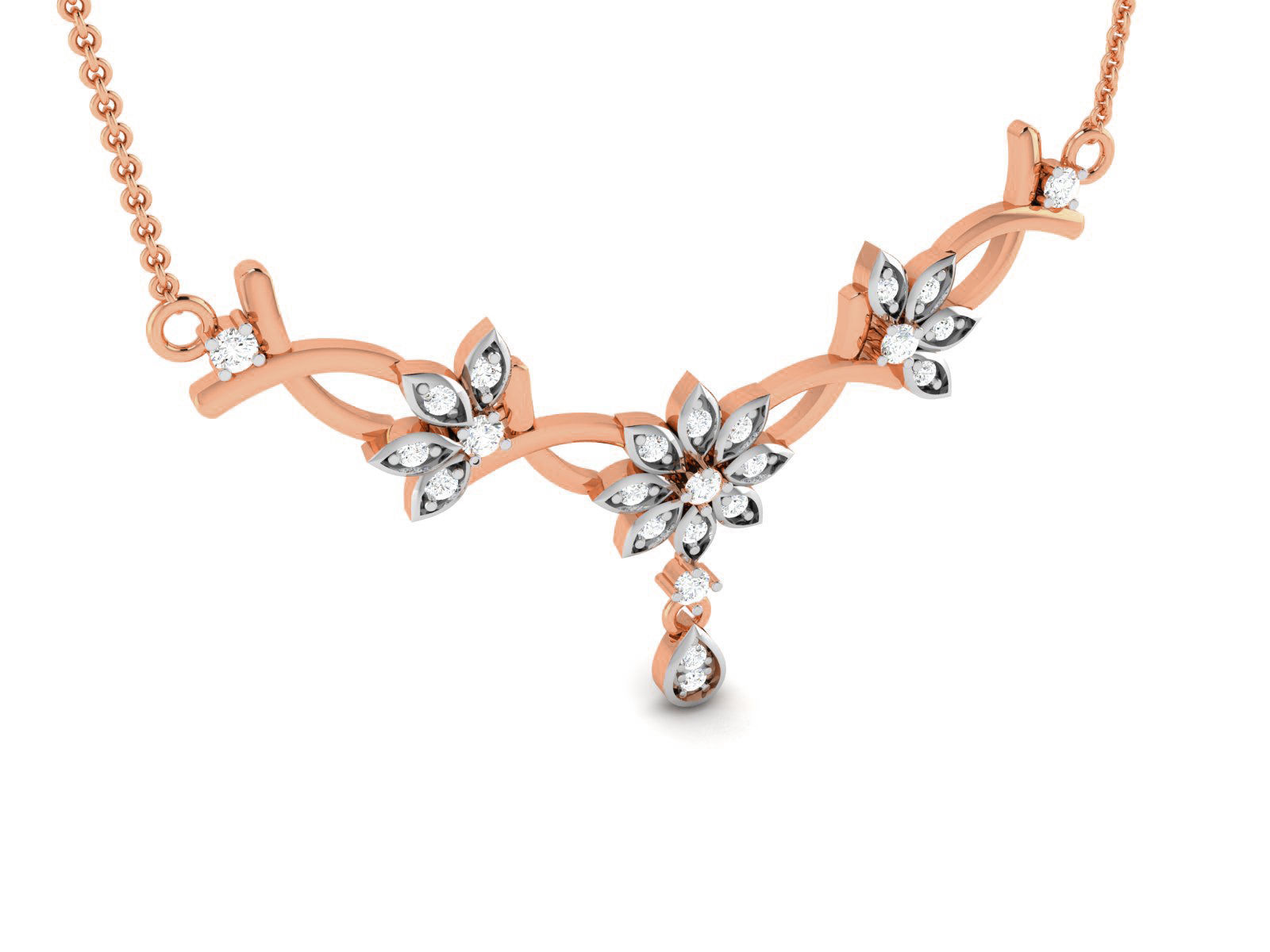 Light Weight Diamond Necklace 3dm renders details 3D print model_2