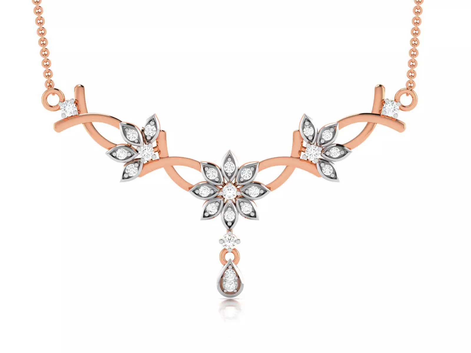 Light Weight Diamond Necklace 3dm renders details 3D print model_0