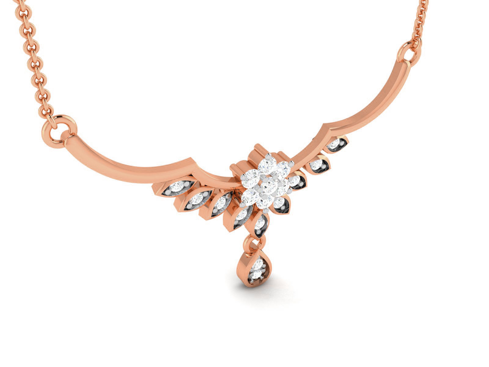 Light Weight Diamond Necklace 3dm renders details 3D print model_2