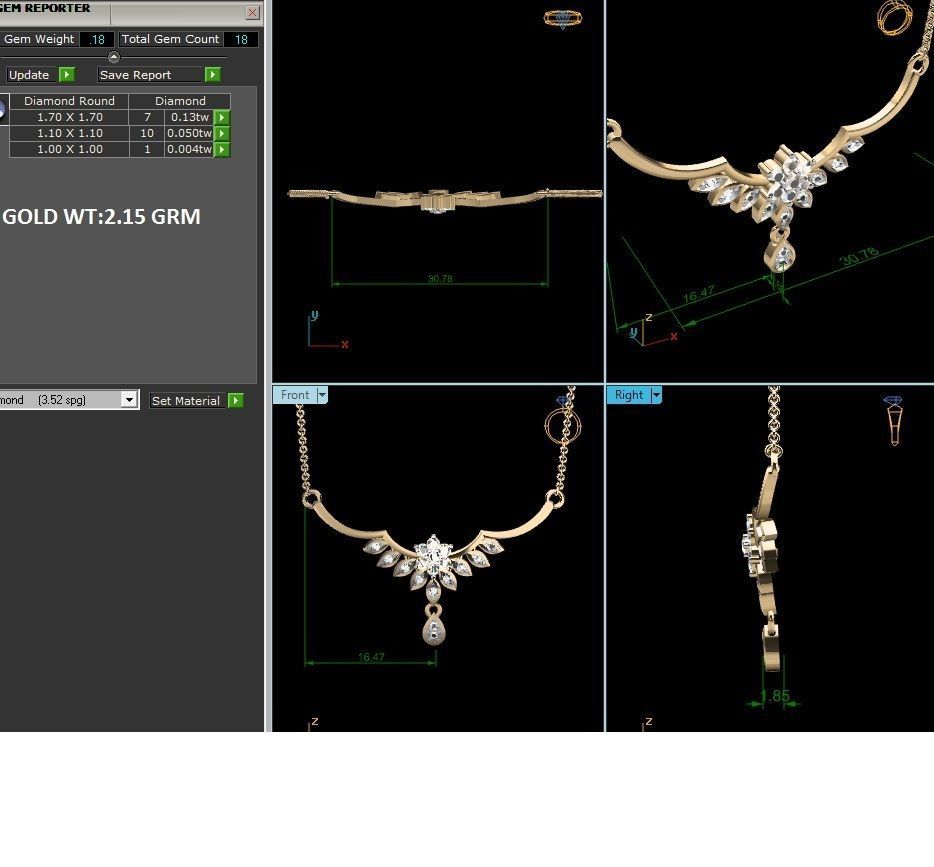 Light Weight Diamond Necklace 3dm renders details 3D print model_1