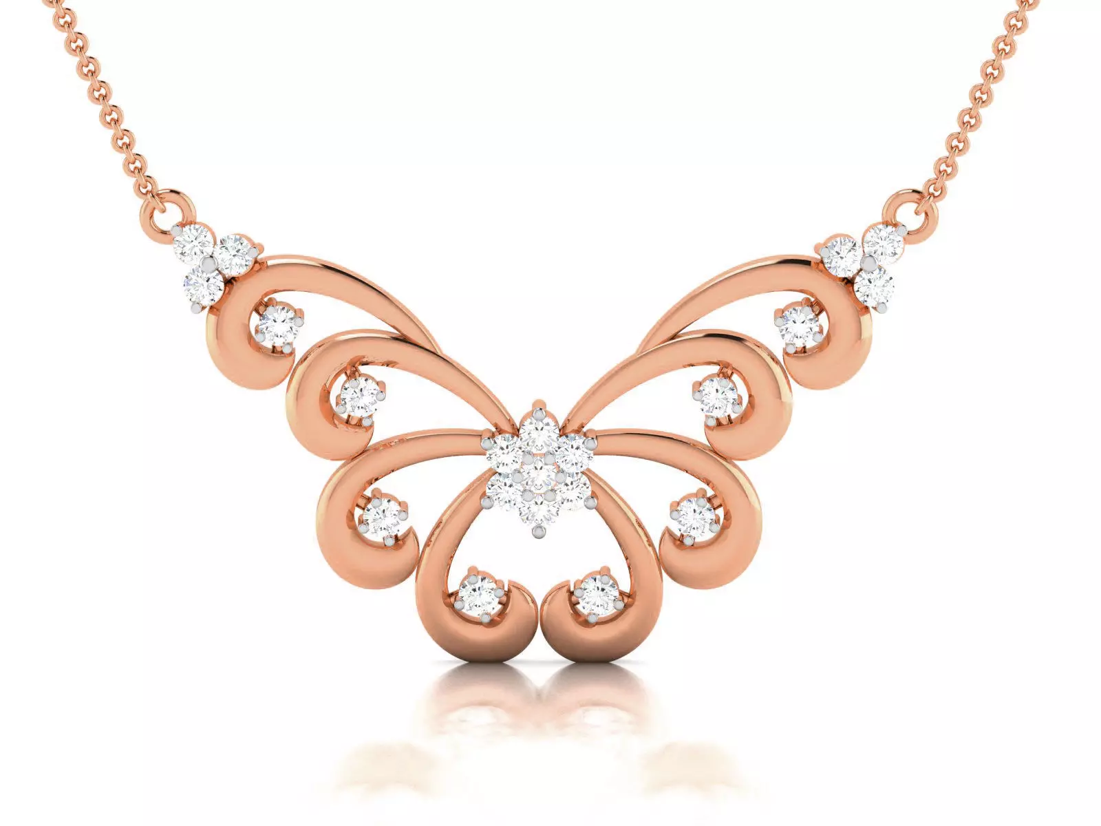 Butterfly Light Weight Diamond Necklace 3dm renders details 3D print model