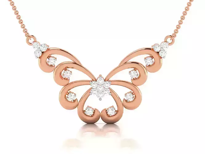 Butterfly Light Weight Diamond Necklace 3dm renders details 3D print model