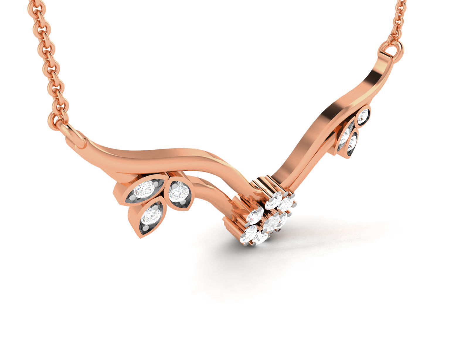 Light Weight Diamond Necklace 3dm renders details 3D print model_2