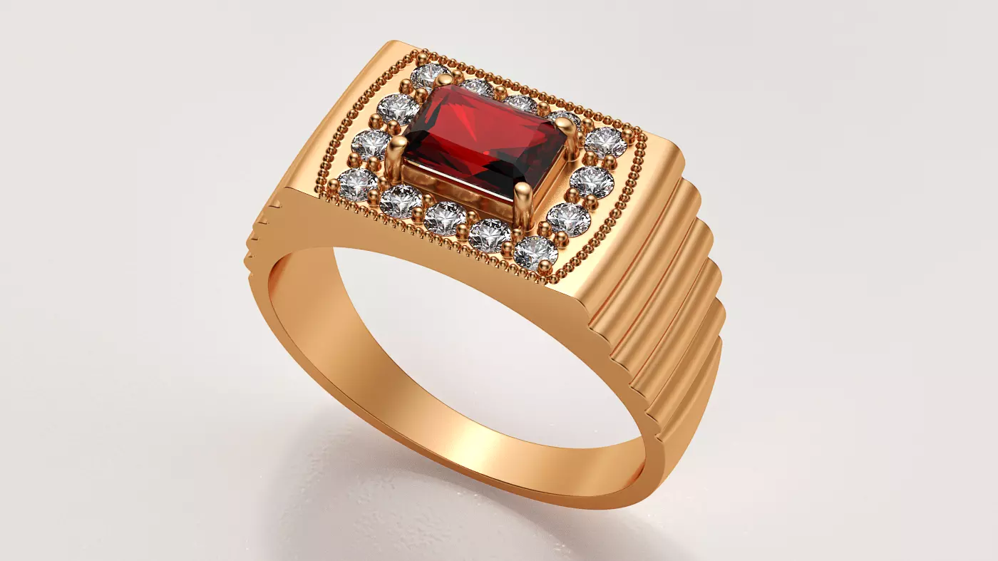 Man ring with gems 3D print model