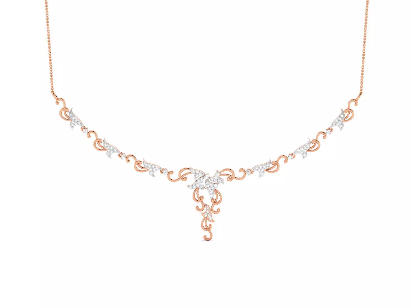 Light Weight Diamond Necklace 3dm renders details 3D print model_0