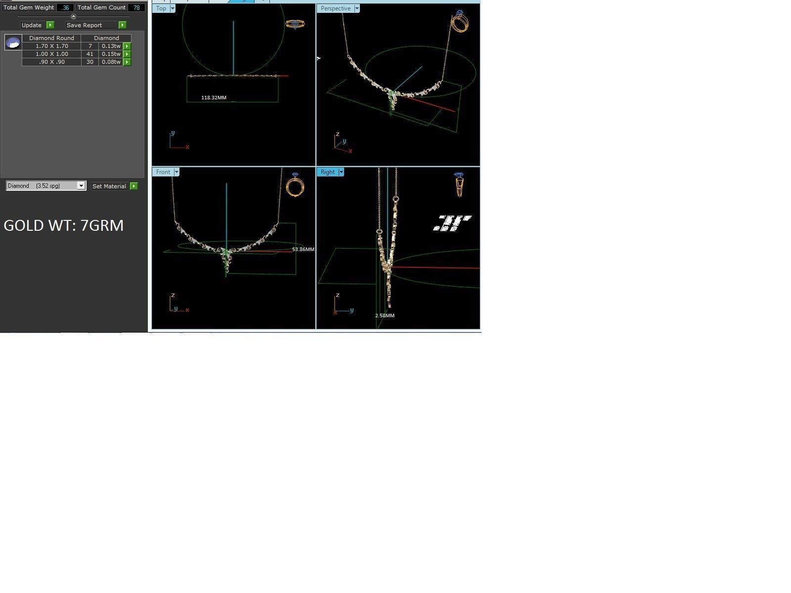 Light Weight Diamond Necklace 3dm renders details 3D print model_3