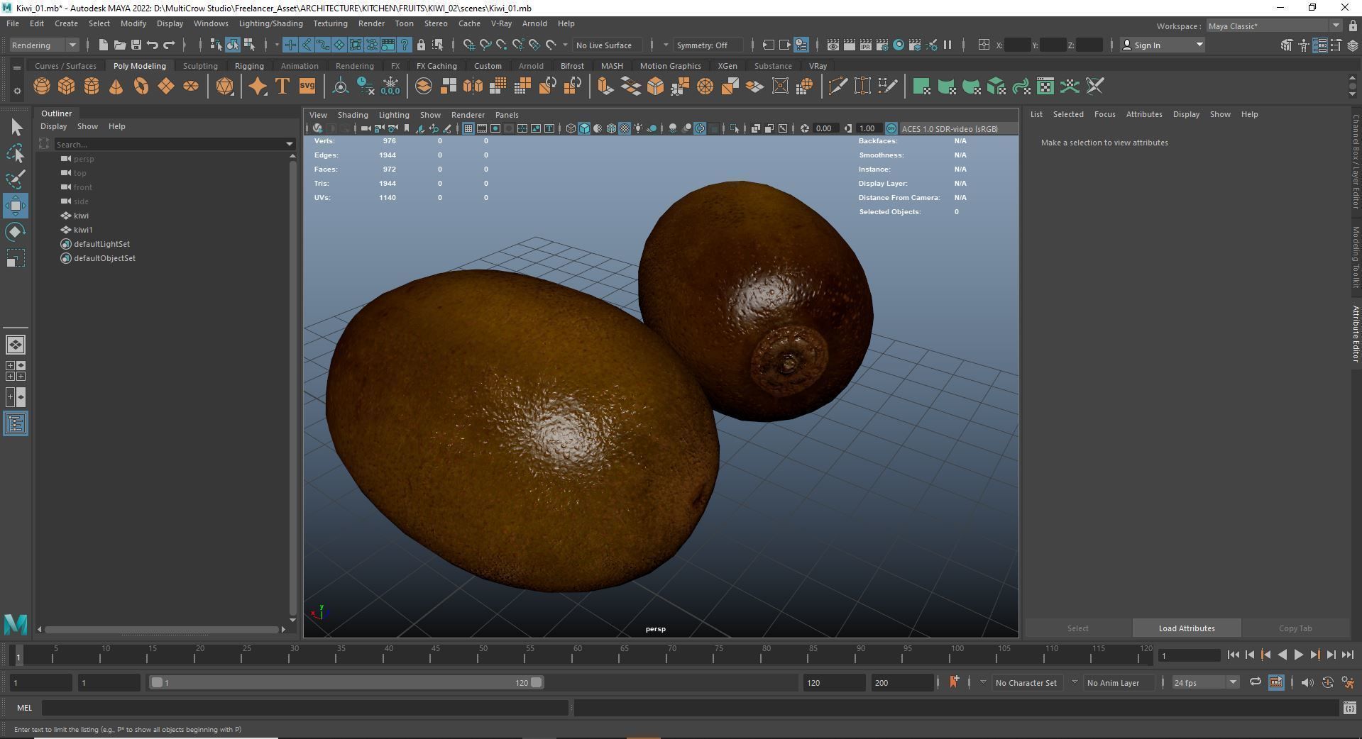 Kiwi Fruit AR VR Low-poly Low-poly 3D model_16