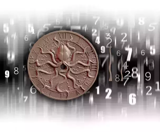 Chtulhu octopus clock with numbers 3D print model