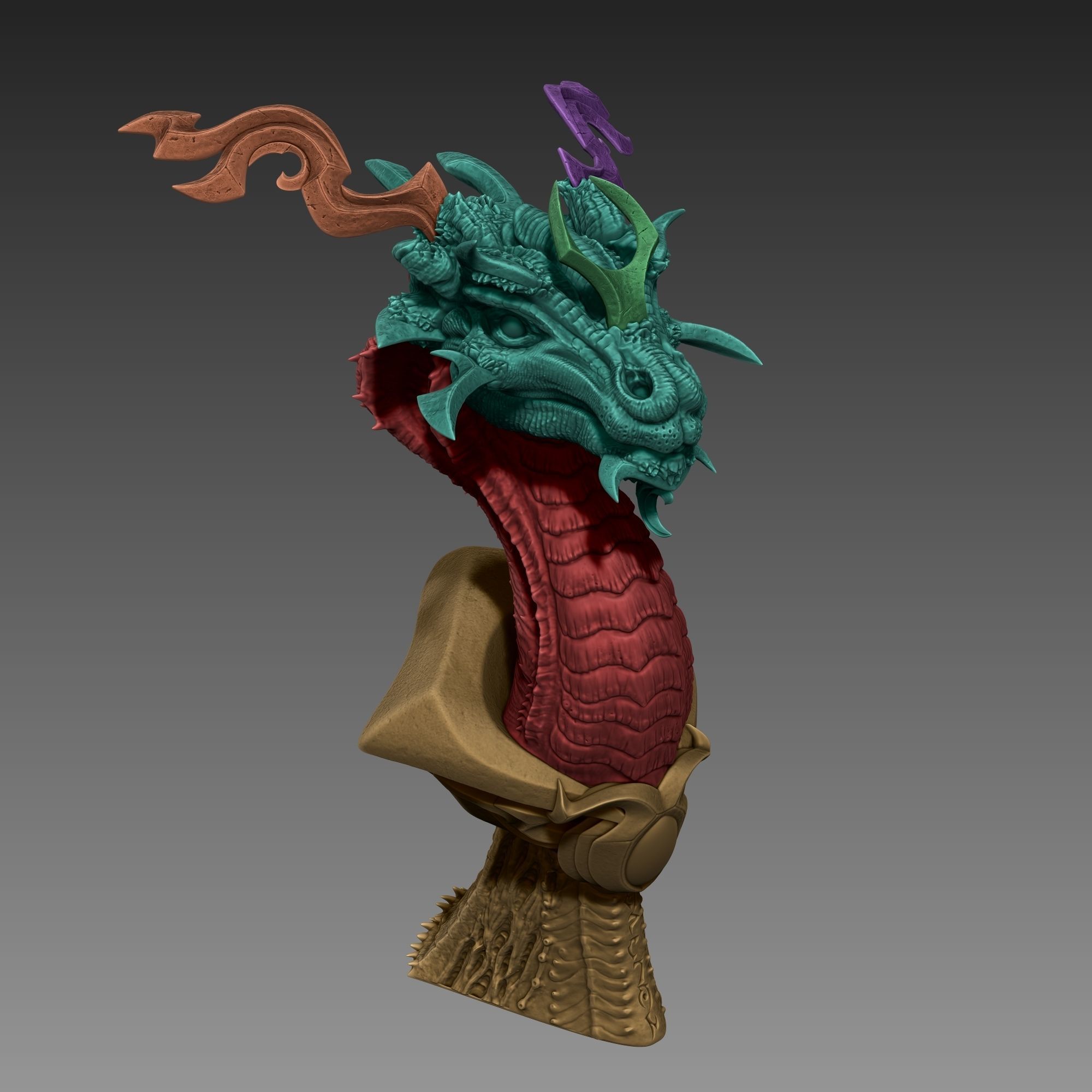 Dragon Bust miniature 3D Print Ready 3D print model_2