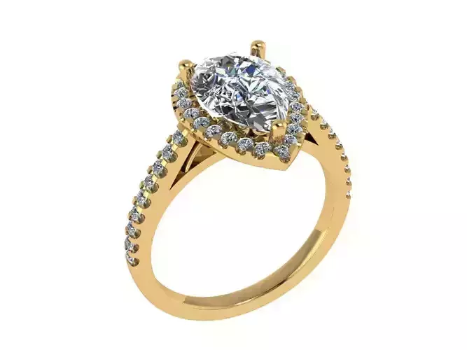 Ring501 pear halo engagement ring