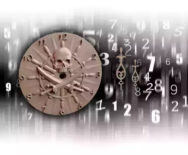 Pirate clock with skull and numbers