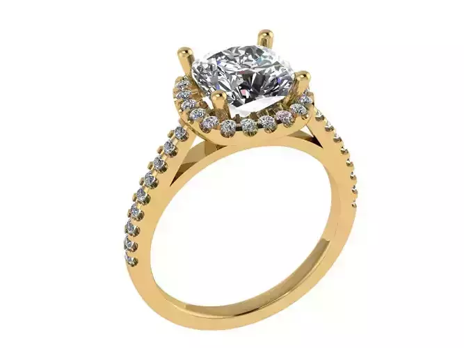 Ring502 halo engagement ring gold