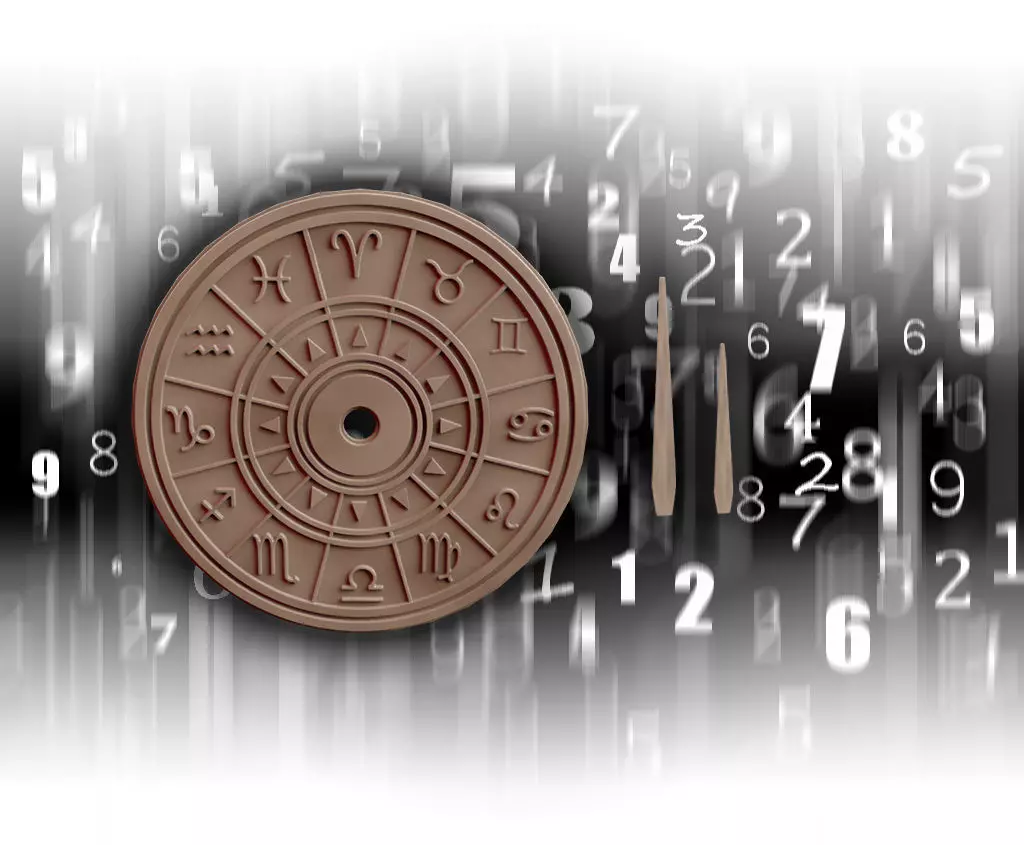 Horoscope wheel with numbers 3D print model_0