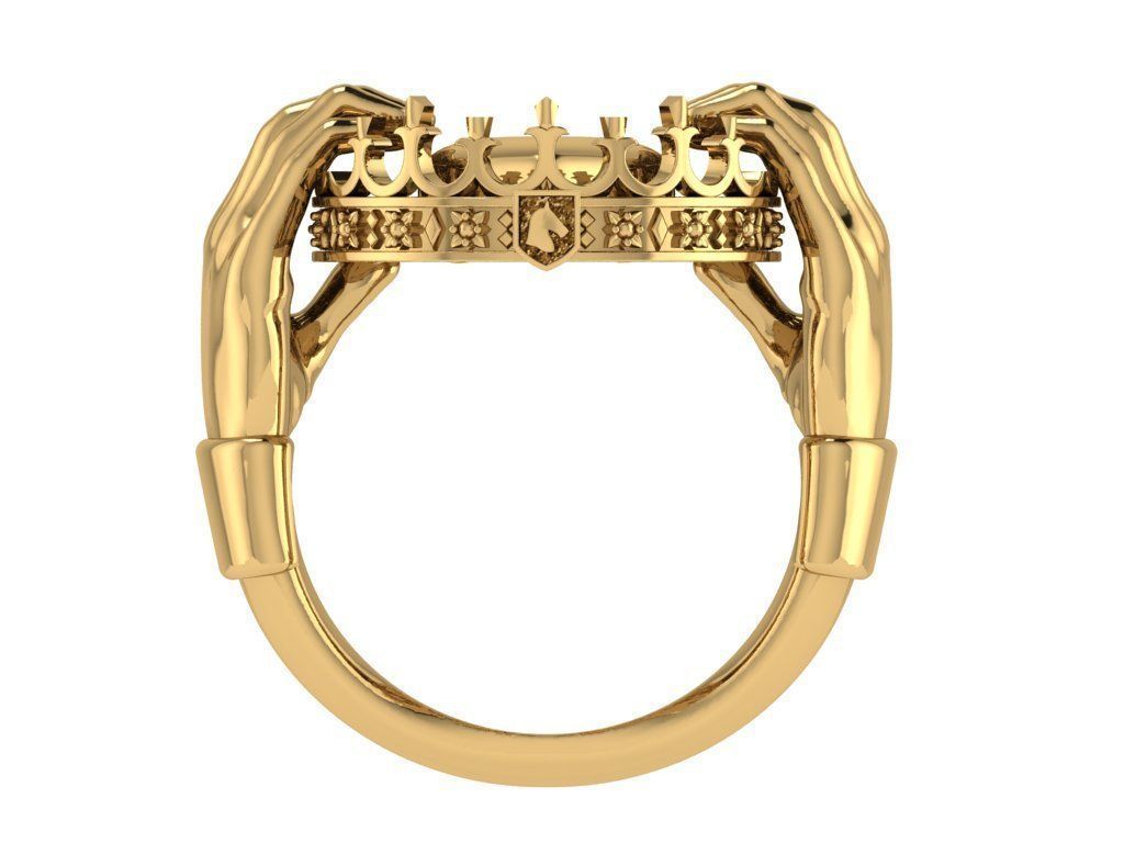 Ring503 gold ring with crown 3D print model_2