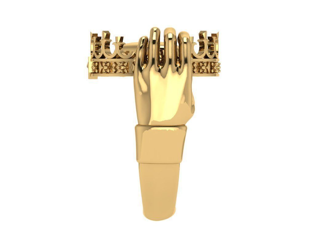 Ring503 gold ring with crown 3D print model_3