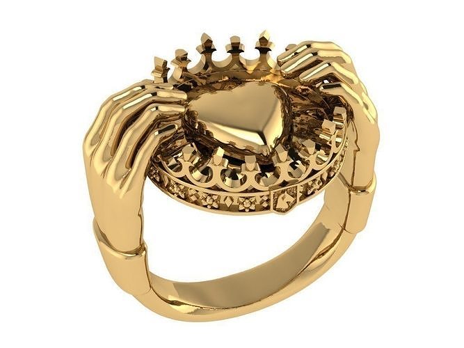 Ring503 gold ring with crown 3D print model