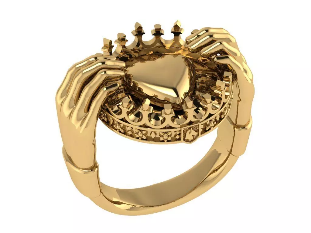 Ring503 gold ring with crown 3D print model_0