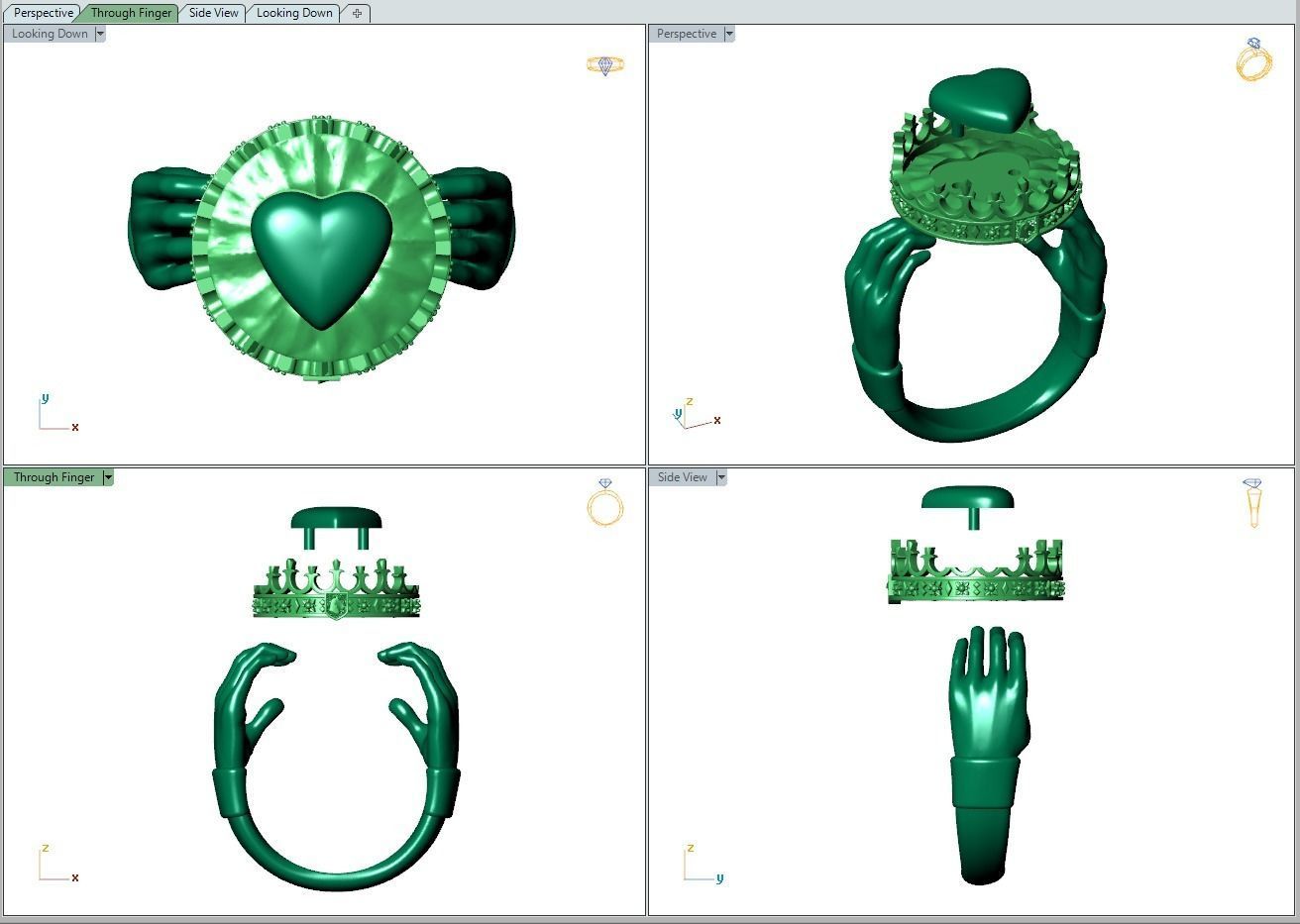 Ring503 gold ring with crown 3D print model_6