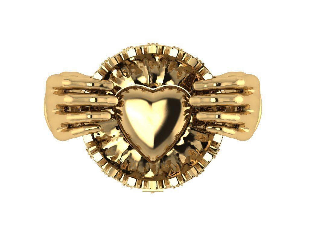 Ring503 gold ring with crown 3D print model_1