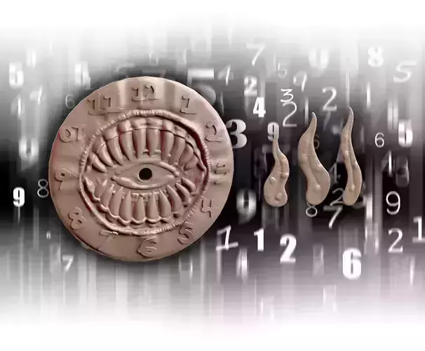 Mimic clock with numbers and eye