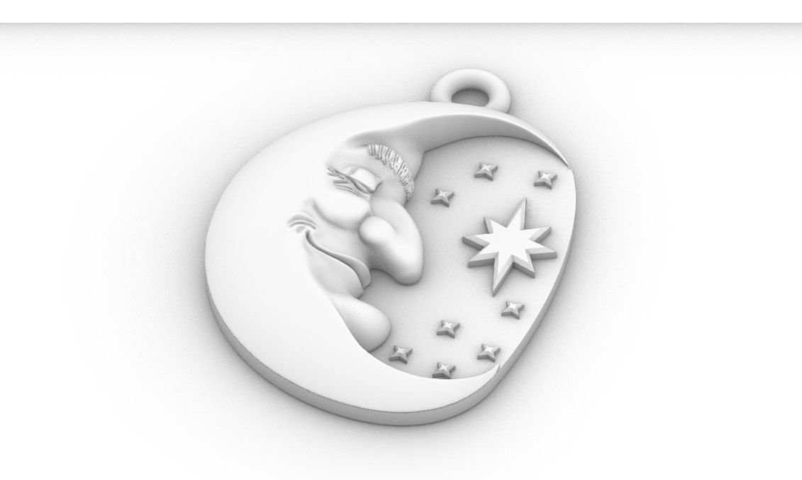 Moon Face Pendant Design 3D print model_2