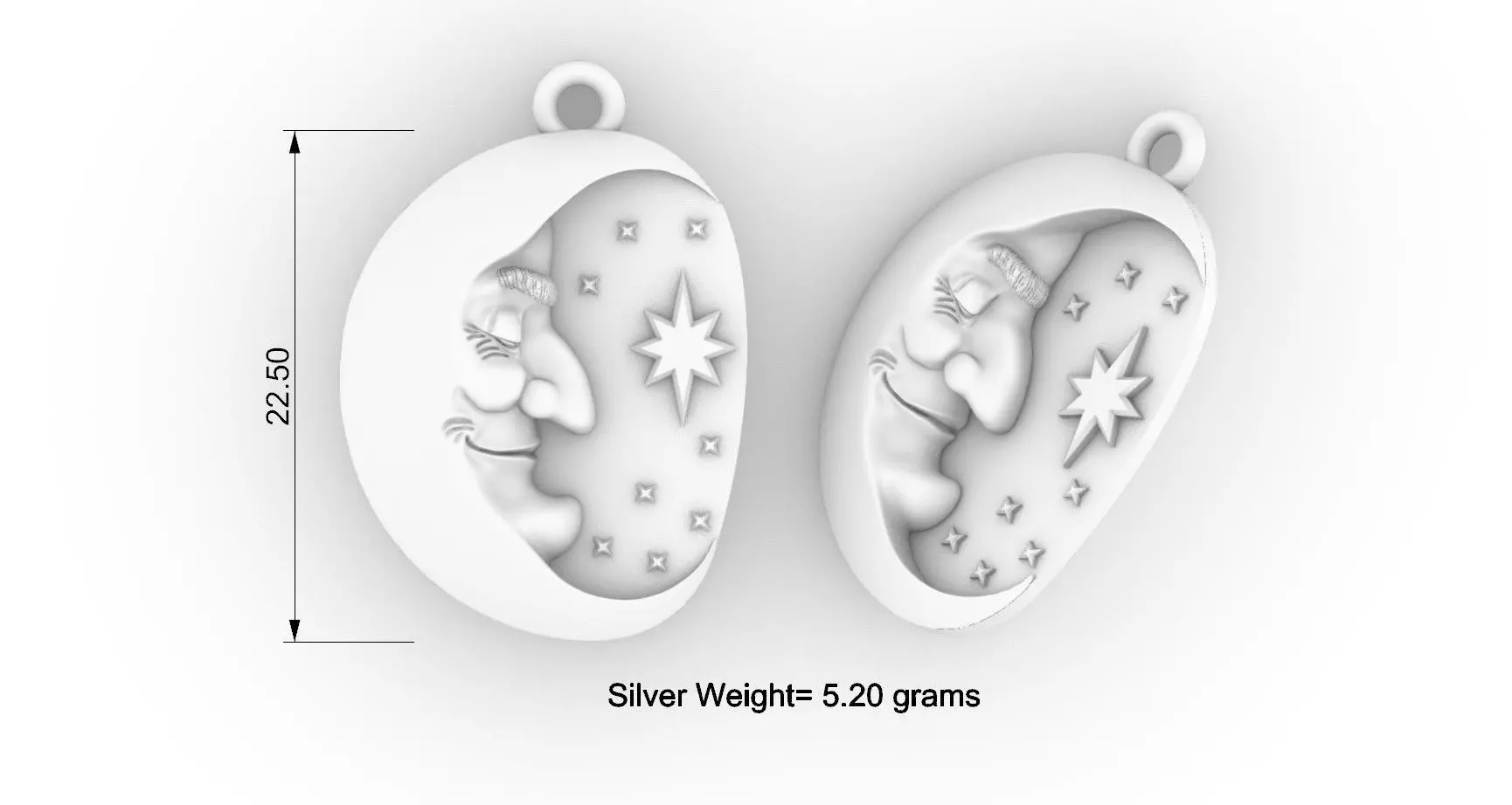Moon Face Pendant Design 3D print model_0
