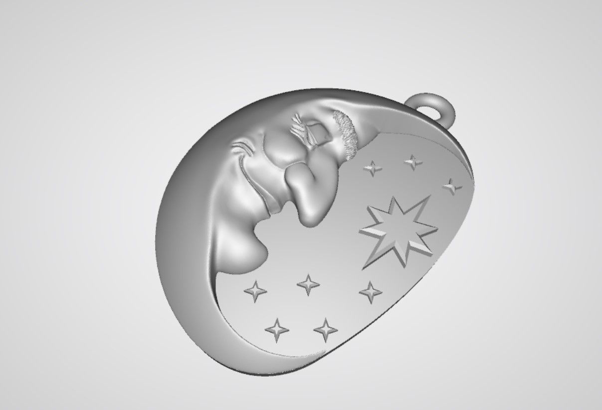 Moon Face Pendant Design 3D print model_3