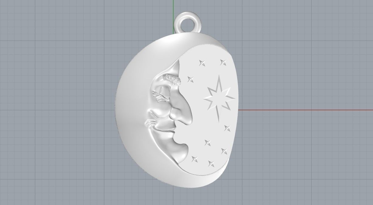 Moon Face Pendant Design 3D print model_1