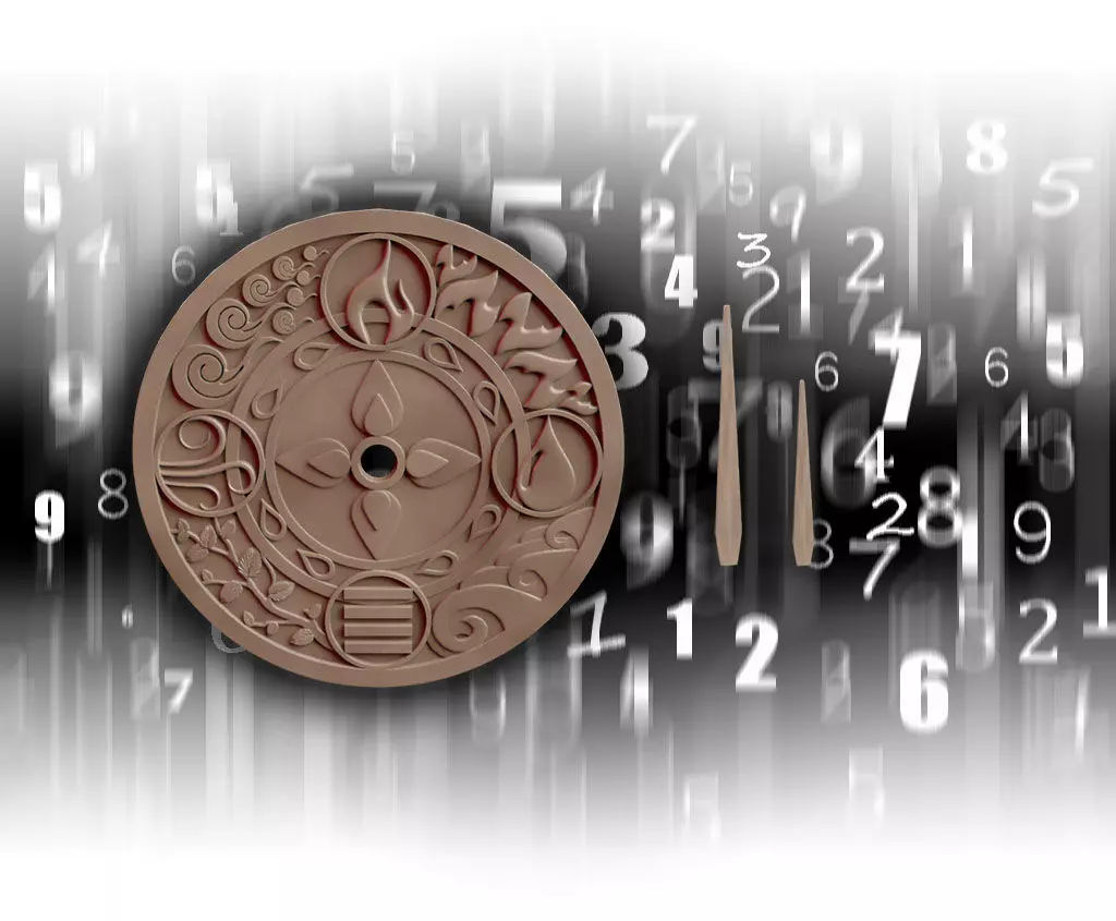 4 elements clock with numbers 3D print model_0