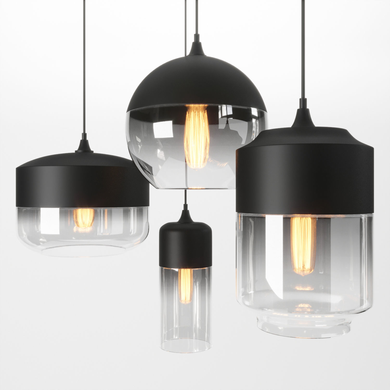 Modern Nordic Glass Pendant Light 3D model_2