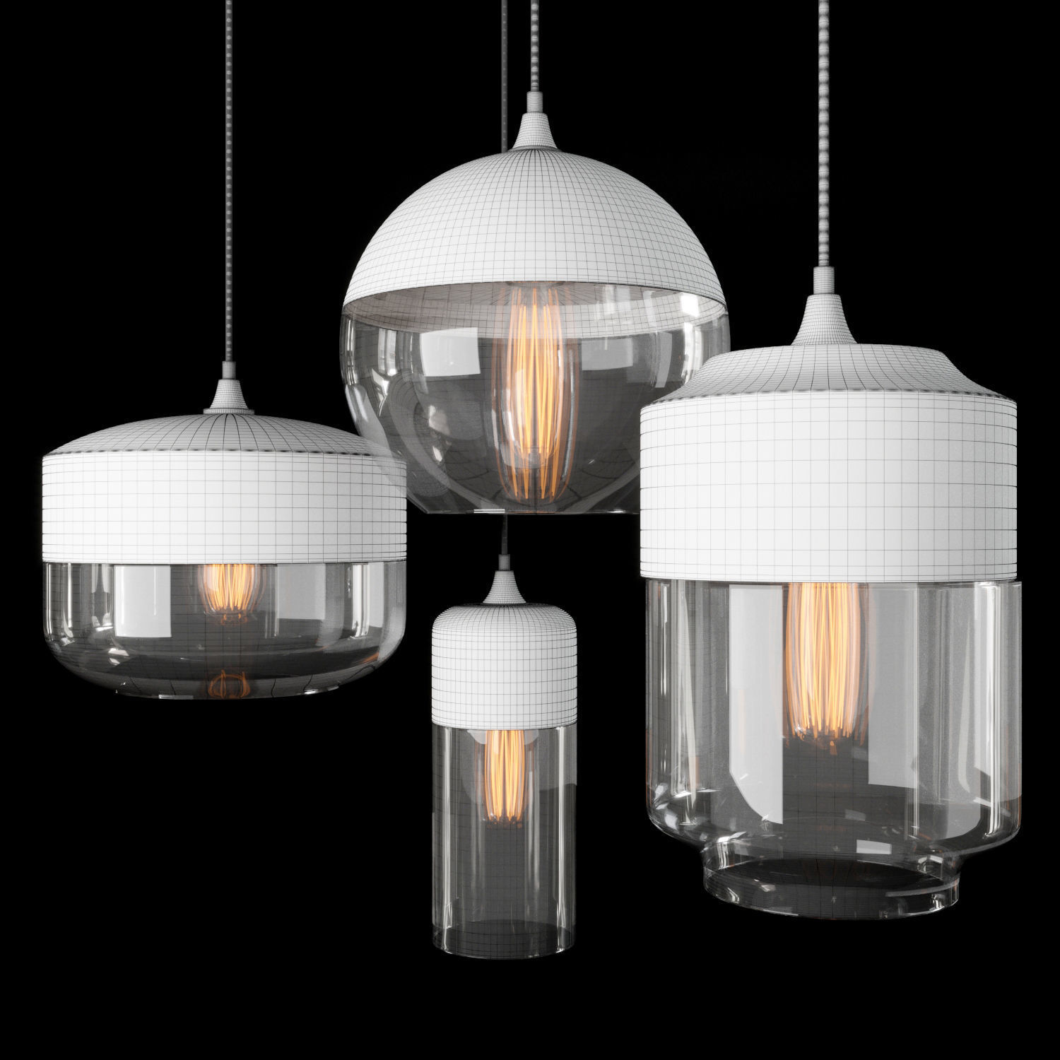 Modern Nordic Glass Pendant Light 3D model_6