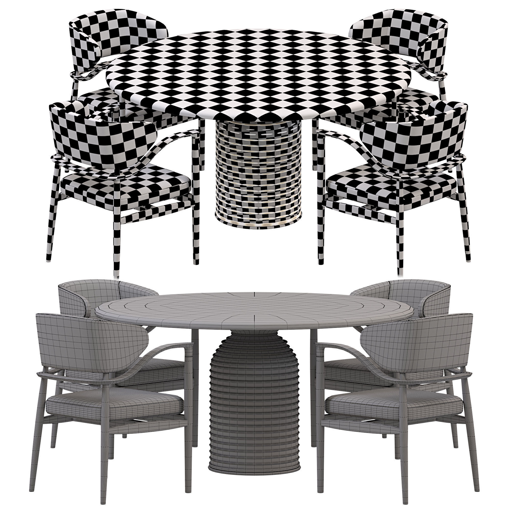 Dining table and chair by Mezzo 3D model_3