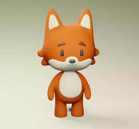 3D Fox Cartoon Character Low-Poly