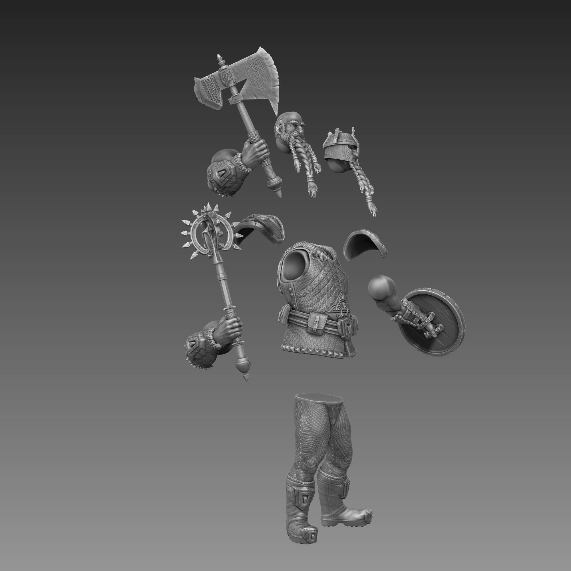 Dwarf Warrior 3D Print Ready 3D print model_24