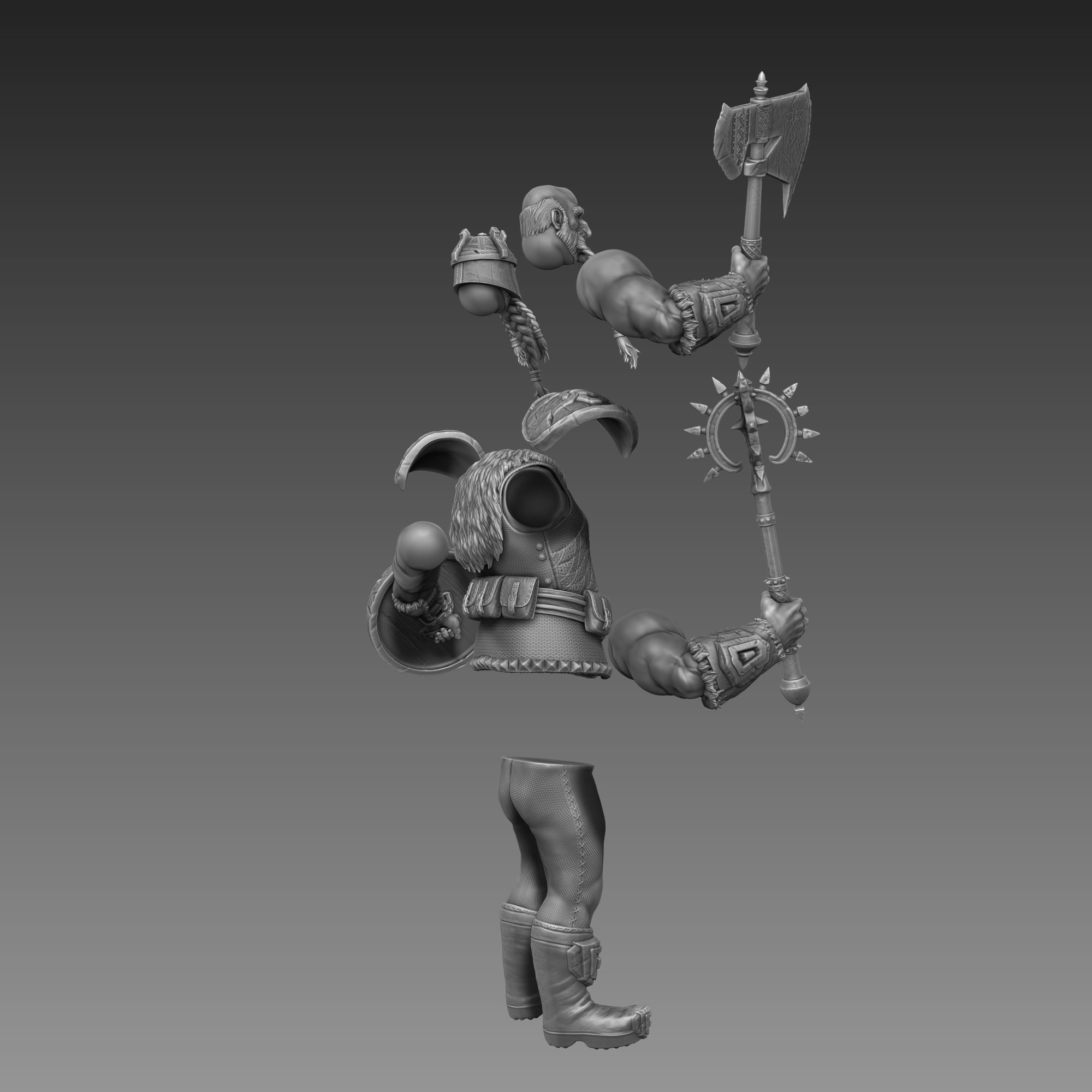 Dwarf Warrior 3D Print Ready 3D print model_25