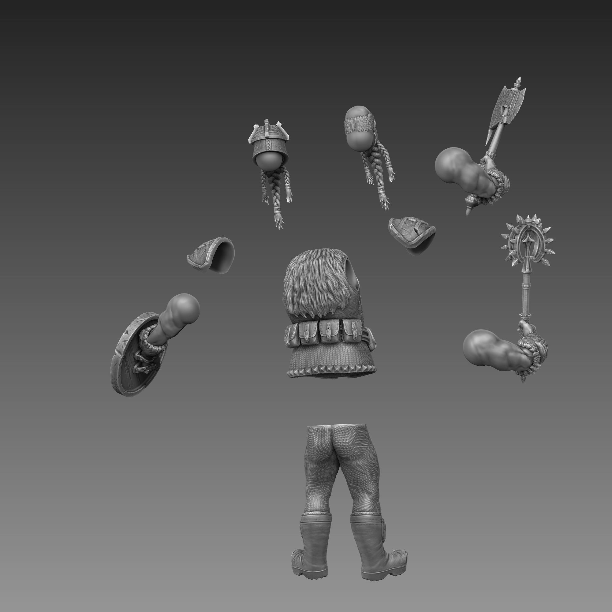 Dwarf Warrior 3D Print Ready 3D print model_26