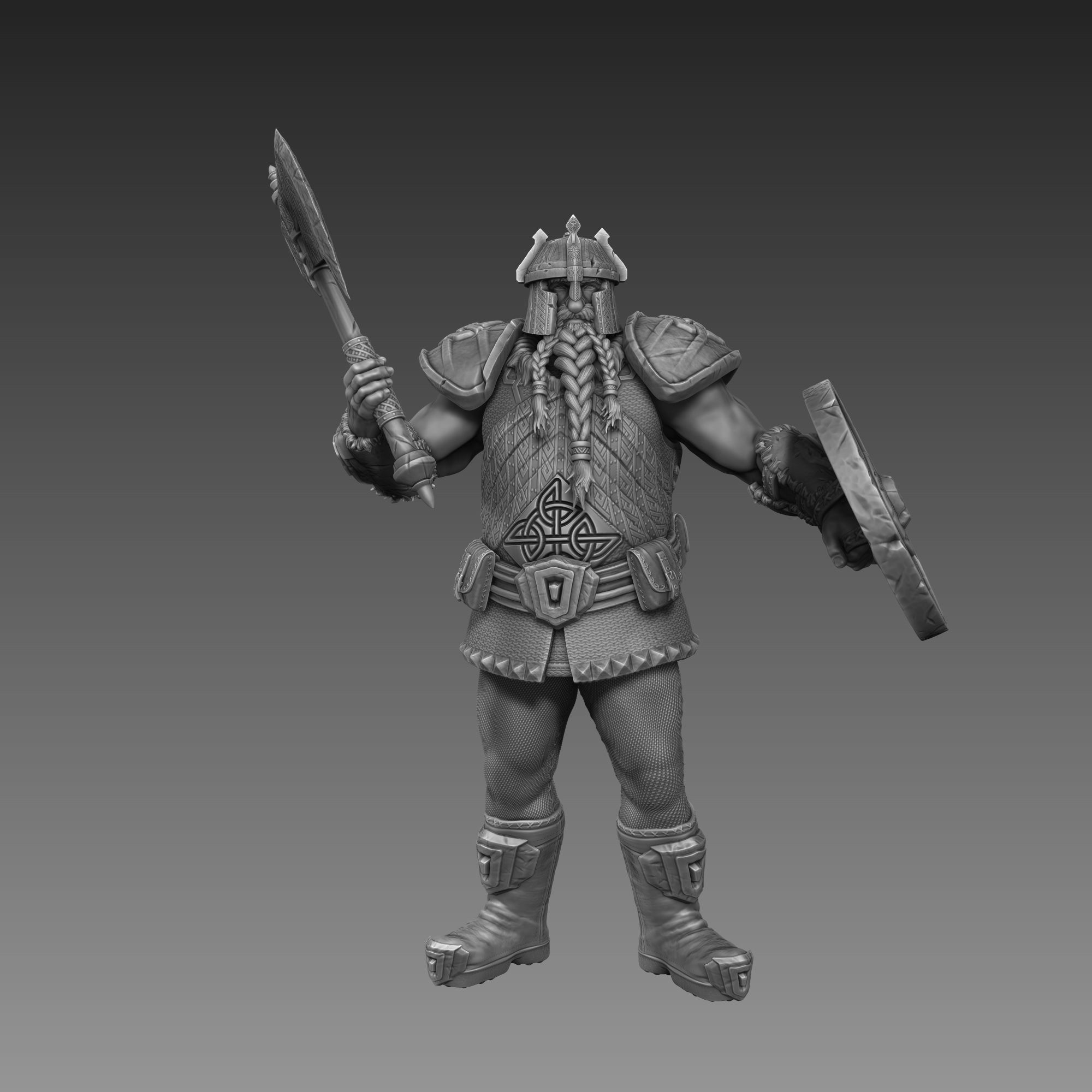 Dwarf Warrior 3D Print Ready 3D print model_9