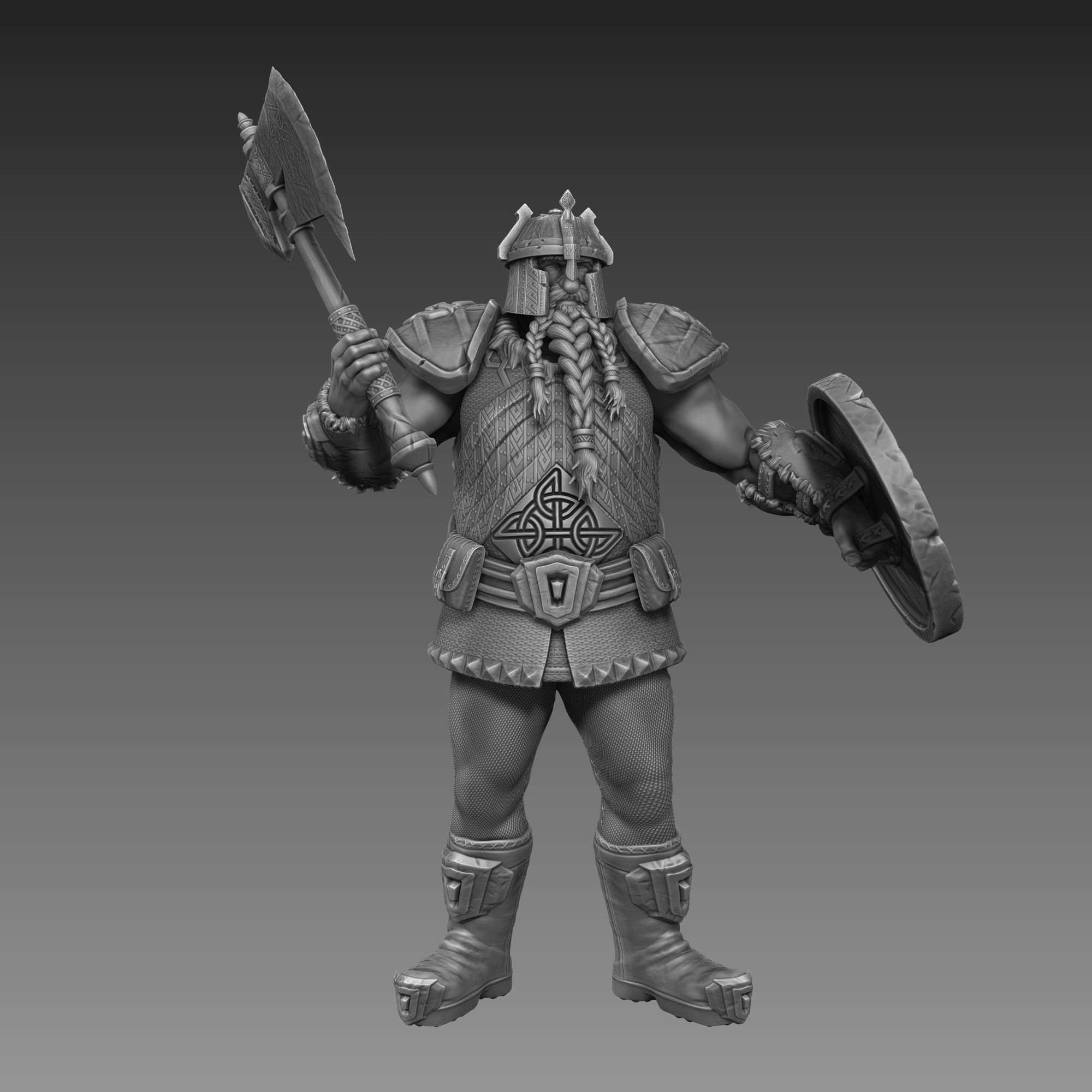 Dwarf Warrior 3D Print Ready 3D print model_3